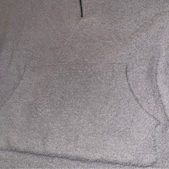 Nordstrom RDI Cozy Fuzzy Mock Neck Zip Pullover Sweatshirt Sweater Grey Medium - Picture 6 of 9